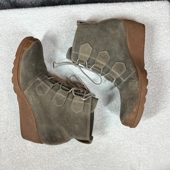 Sorel Toronto Boots Womens 10 Gray Suede Lace Up Wedge Ankle Booties - Picture 6 of 10